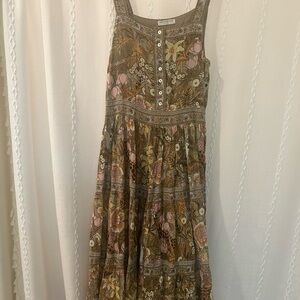 Spell Brown Tan Buttoned Maxi Sundress